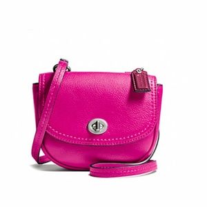 Coach Saddle With Silver Turn Lock Hot Pink